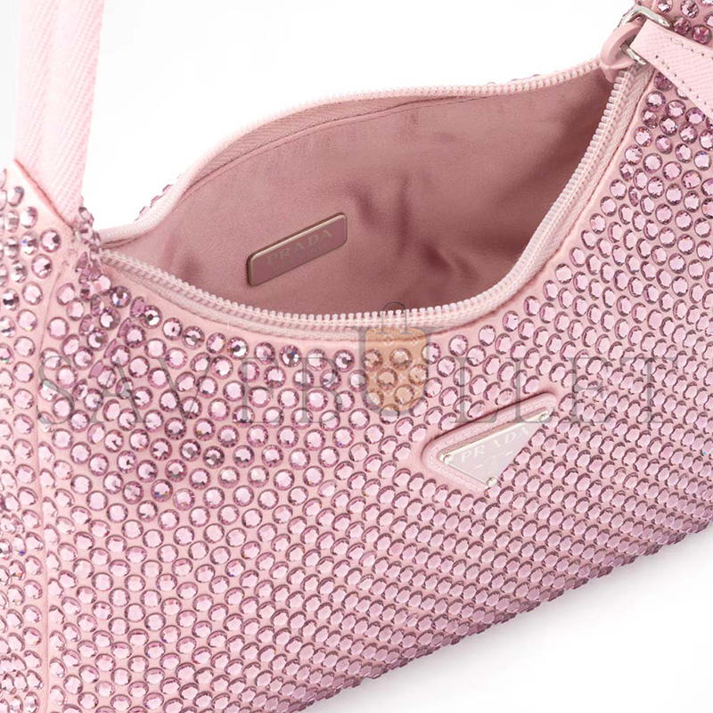 PRADA RE-EDITION SATIN MINI-BAG WITH CRYSTALS 1BC515 (22*17*6cm) PRADA RE-EDITION SATIN MINI-BAG WITH CRYSTALS 1BC515 (22*17*6cm)